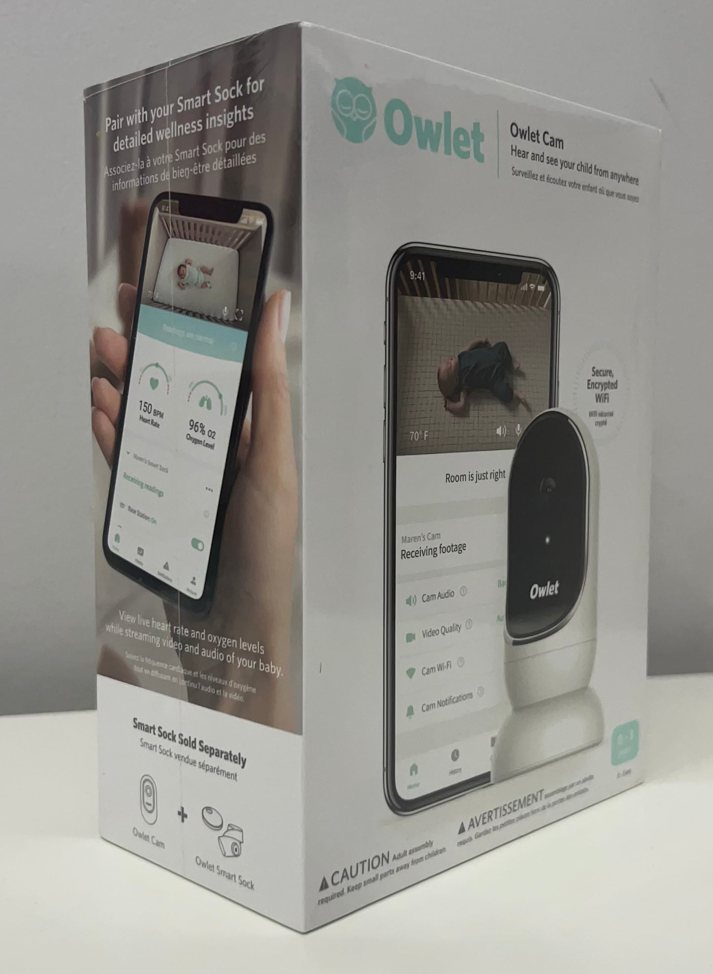 Owlet Cam Smart Video Baby Monitor Gen 1 (White) | HD WiFi Camera with Night Vision