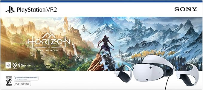 Sony Playstation VR2 Headset with Horizon Call of the Mountain and 2 Sense Controllers, White image 0