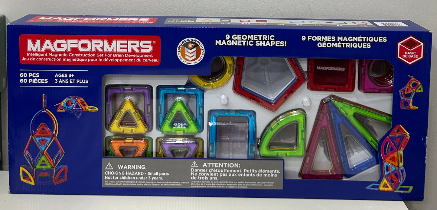 Magformers Intelligent Magnetic Construction Set - 60 Piece Rainbow Set (Brand New, Sealed)