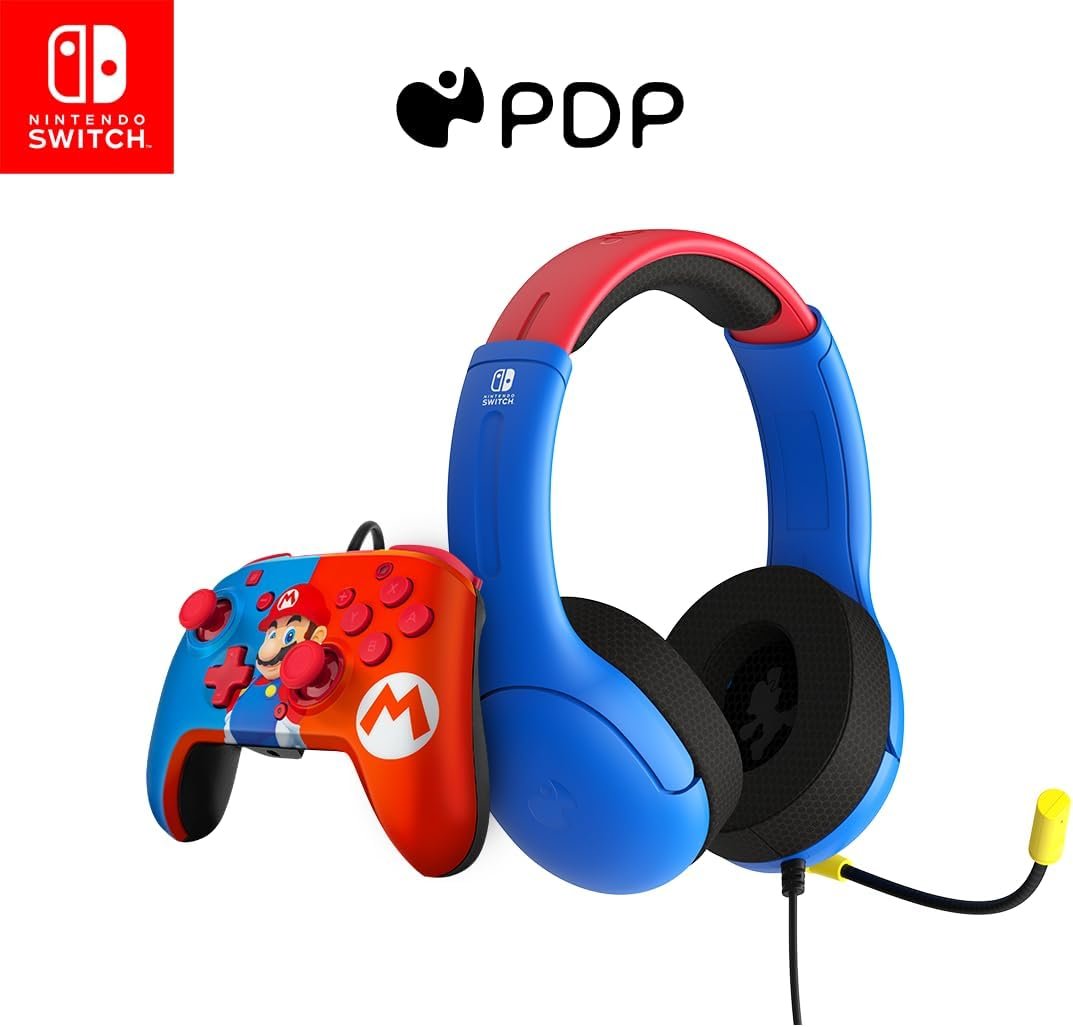 PDP AIRLITE Wired Headset & REMATCH Wired Controller Bundle: Mario Dash for Nintendo Switch - OLED Model image 4