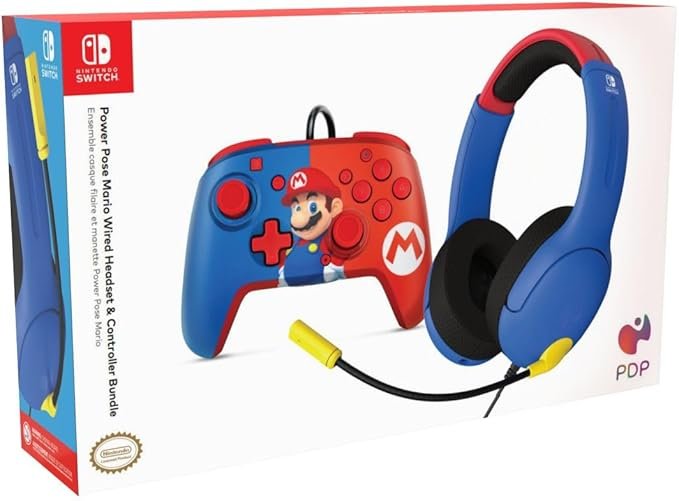 PDP AIRLITE Wired Headset & REMATCH Wired Controller Bundle: Mario Dash for Nintendo Switch - OLED Model image 0